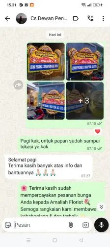 Testimonial Papan Bunga Pernikahan kayu tangi
